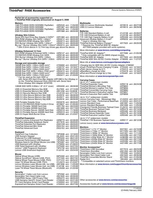 Personal Systems Reference Version 354 - April 2009 - Lenovo