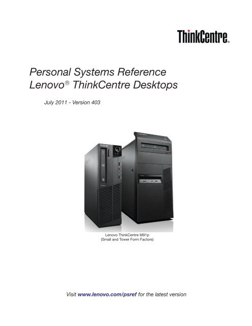 Personal Systems Reference Lenovo ThinkCentre Desktops