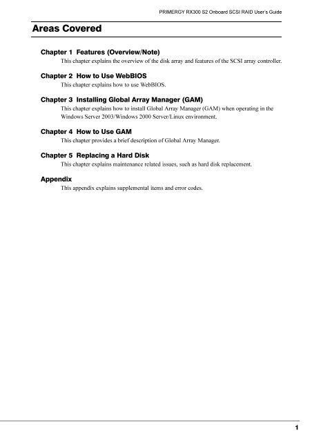 PRIMERGY RX300 S2 Onboard SCSI RAID User's Guide - Fujitsu