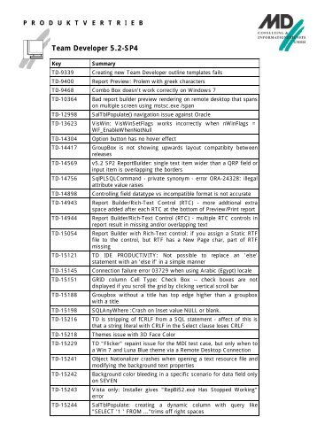 Team Developer 5.2-SP4 - MD Consulting & Informationsdienste ...
