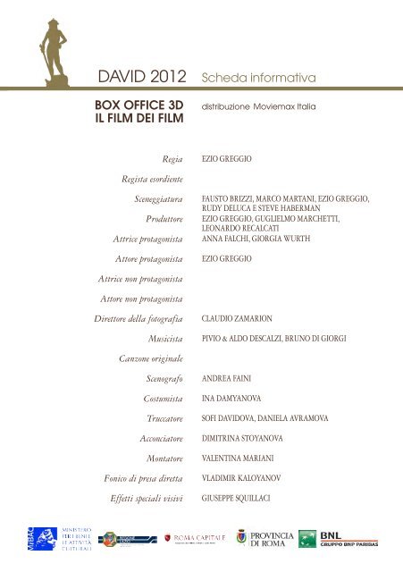 scarica catalogo in formato pdf - David di Donatello