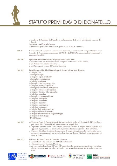 scarica catalogo in formato pdf - David di Donatello