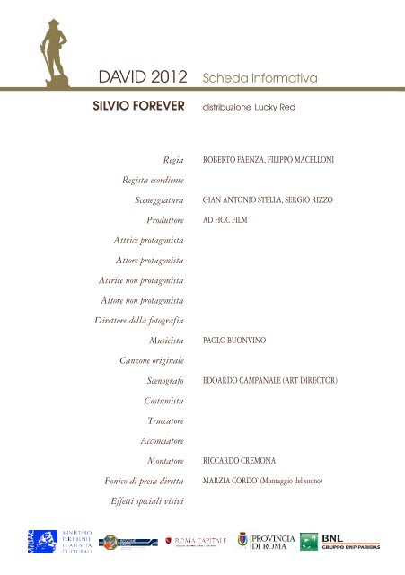 scarica catalogo in formato pdf - David di Donatello