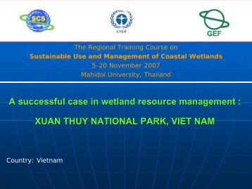 A successful case in wetland resource management : XUAN THUY ...