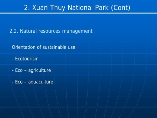 A successful case in wetland resource management : XUAN THUY ...