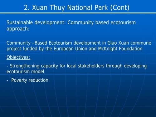 A successful case in wetland resource management : XUAN THUY ...
