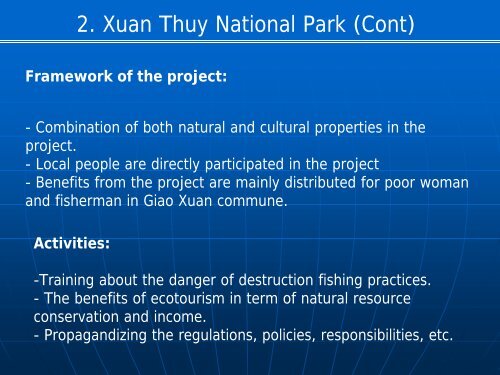 A successful case in wetland resource management : XUAN THUY ...