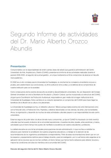 Segundo Informe de actividades del Dr. Mario Alberto Orozco Abundis