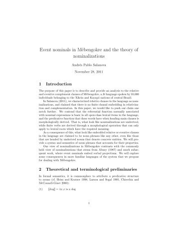 Event nominalizations in Mebengokre and the theory of ...