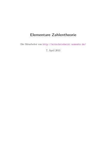 Elementare Zahlentheorie