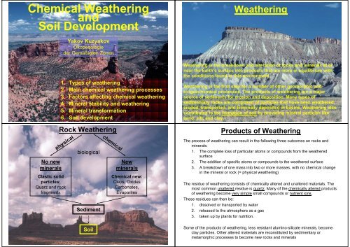 Chemical Weathering and Soil Development