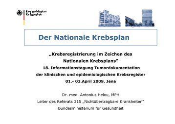 Der Nationale Krebsplan âKrebsregistrierung im Zeichen des