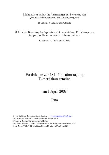 Fortbildung zur 18.Informationstagung Tumordokumentation am 1 ...