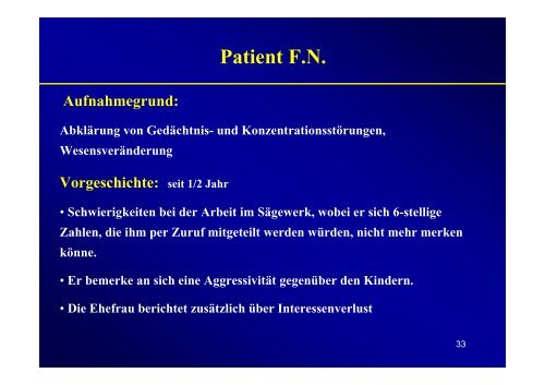 1 F0 Organische, einschließlich symptomatischer psychischer ...