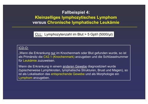 Klassifikation und Dokumentation maligner hämatologischer ...