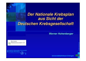 Der Nationale Krebsplan aus Sicht der Deutschen Krebsgesellschaft