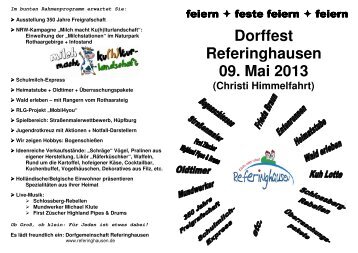 Dorffest Programm-Flyer DE - Touristik GmbH Medebach