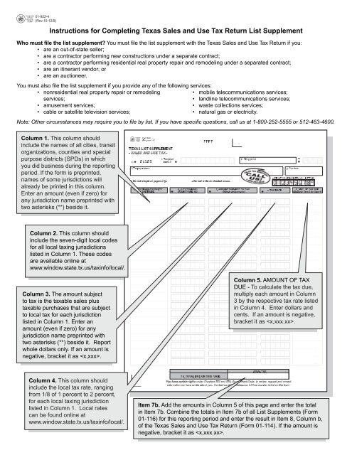 Texas Tax Chart