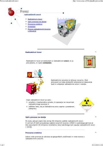 Prevoz radioaktivnih snovi - ARAO agencija za radioaktivne odpadke