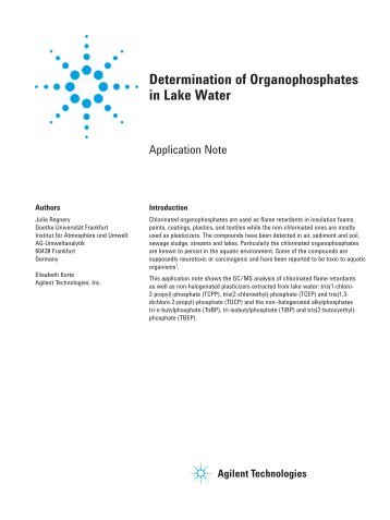 Determination of Organophosphates in Lake Water - Agilent ...