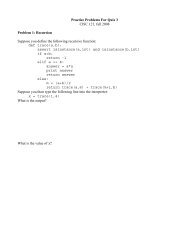 Practice Problems For Quiz 3 CISC 121, fall 2008 Problem 1 ...