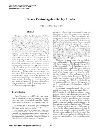 Secure Control against Replay Attack - Electrical and Computer ...