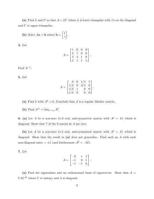 MATH 520 — REVIEW FOR FINAL EXAM
