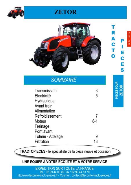 Case Ih Zetor Tracto Pièces