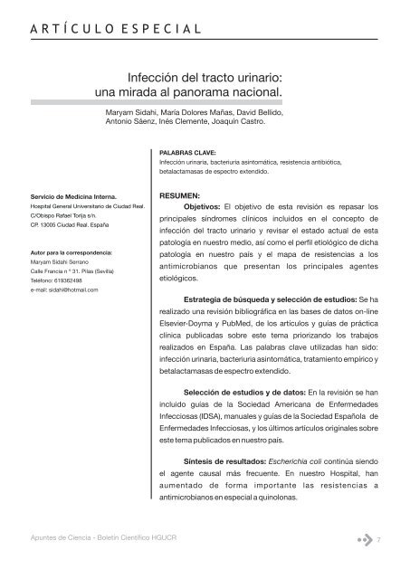 A R T I C U L O E S P E C I A L Infeccion Del Tracto Urinario Dialnet