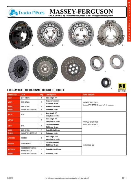 MASSEY-FERGUSON - Tracto Pièces