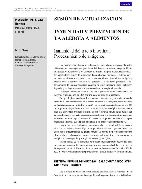 Inmunidad del tracto intestinal. Procesamiento de antígenos ...