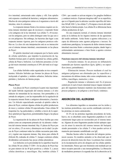 Inmunidad del tracto intestinal. Procesamiento de antígenos ...