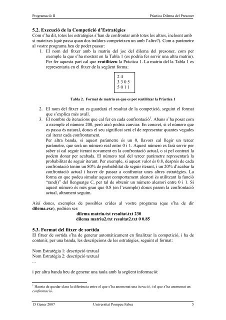 Pràctica Dilema del Presoner - DTIC - Universitat Pompeu Fabra