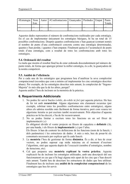 Pràctica Dilema del Presoner - DTIC - Universitat Pompeu Fabra