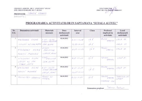 Colegiul Agricol Dr.C.Angelescu – cls. a IX