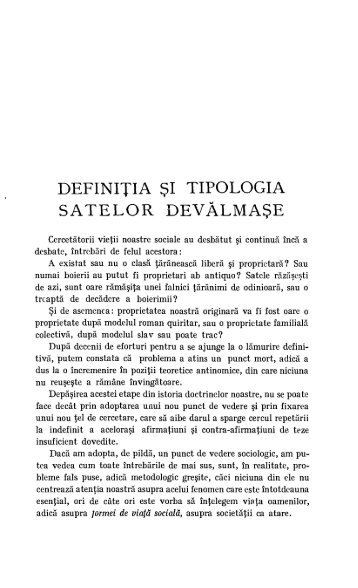 Definitia si tipologia satelor devalmase, 1944
