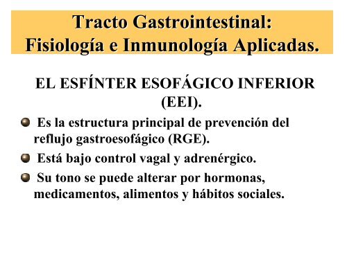 Tracto Gastrointestinal. Fisiología e Inmunología Aplicadas