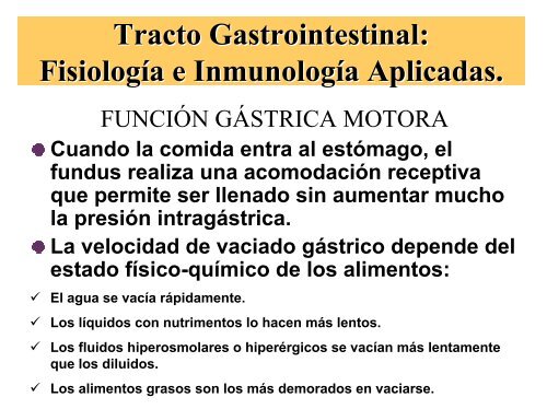 Tracto Gastrointestinal. Fisiología e Inmunología Aplicadas