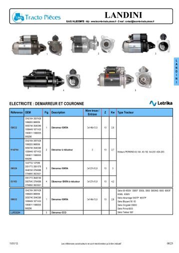 electricite - Tracto Pièces