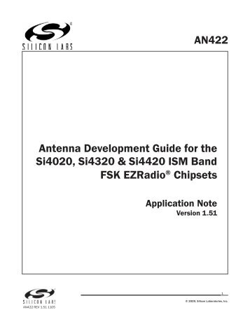 Antenna Development Guide for the Si4020, Si4320 & Si4420 ISM ...