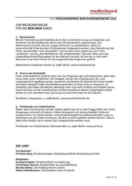 Preisträgerliste und Jurybegründungen - Medienboard Berlin ...