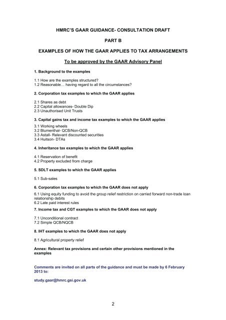 Examples of how the GAAR applies to tax arrangements