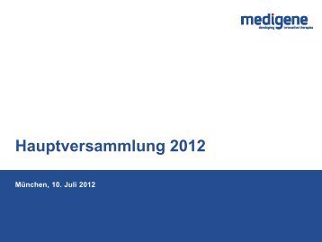 Präsentation der Hauptversammlung - Medigene AG