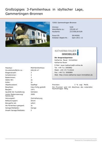 Großzügiges 3-Familienhaus in idyllischer Lage, Gammertingen ...