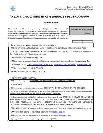 Anexo 1 Características Generales del Programa