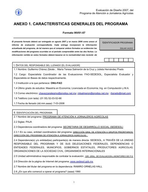 Anexo 1 Características Generales del Programa