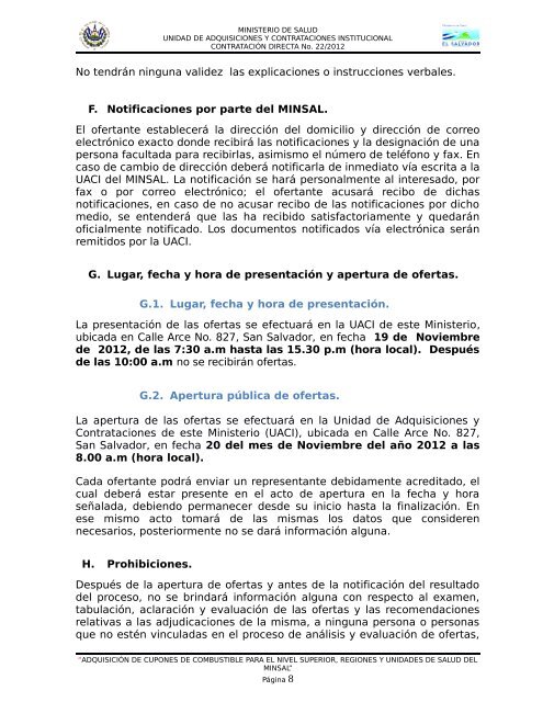 ESPECIFICACIONES TÉCNICAS PARA LA CONTRATACIÓN ...