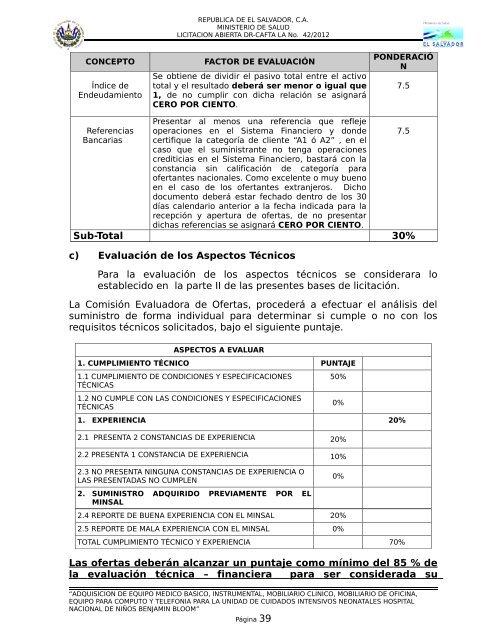 BASES DE LICITACION ABIERTA DR-CAFTA LA No - Ministerio de ...