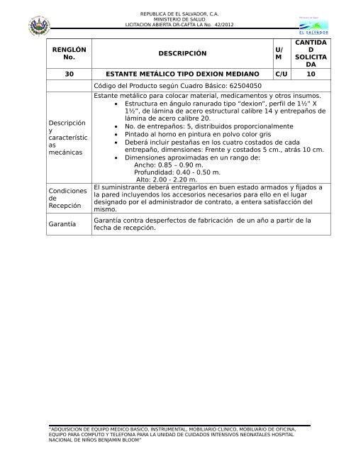 BASES DE LICITACION ABIERTA DR-CAFTA LA No - Ministerio de ...