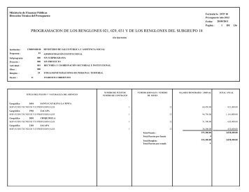 PROGRAMACION DE LOS RENGLONES 021, 029, 031 Y ... - mspas